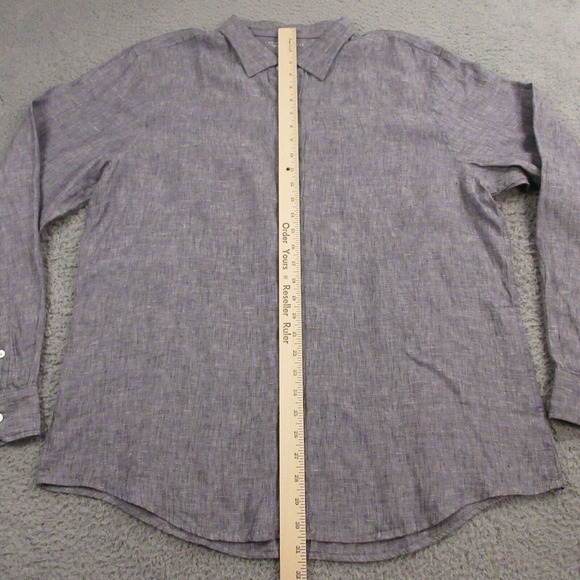 Bloomingdales Mens 100% Linen Button Down Shirt size XL Long Sleeve‎ Blue - Picture 4 of 7